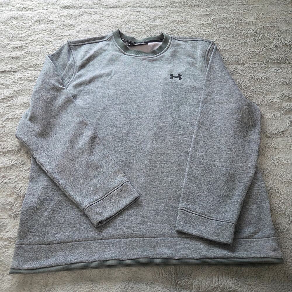 Men's XL Under Armour Fleece Sweater Crewneck Top-Pitch Gray